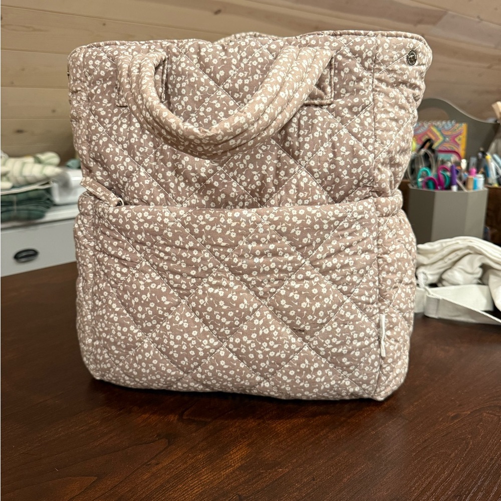 Solly Baby Quilted Floral Tote - Tan